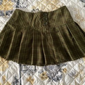 Green Plaid Mini Skirt